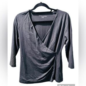 Soft Surroundings Solid Black 3/4 Quarter Sleeve Women's Petite Small